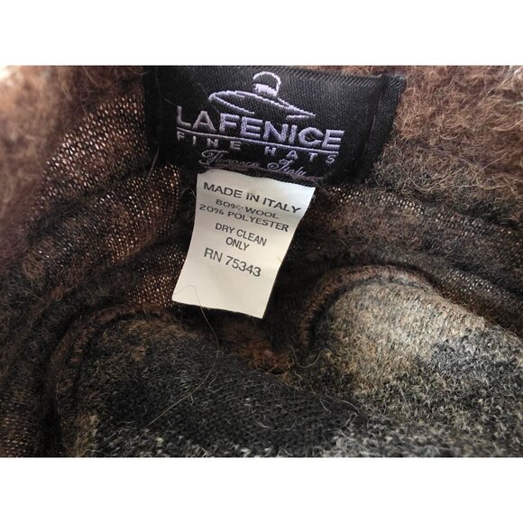 La Fenice Fine Hats Wool Blend Plaid Beret With Floral Accent Made In Italy - Picture 6 of 6
